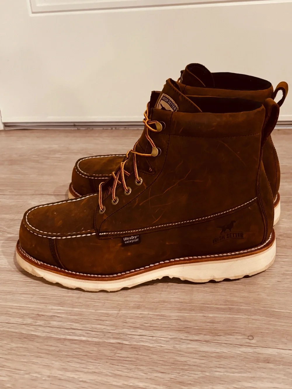 Irish Setter Wingshooter Men’s Brown Waterproof Safety Toe Work Boots USA 13D